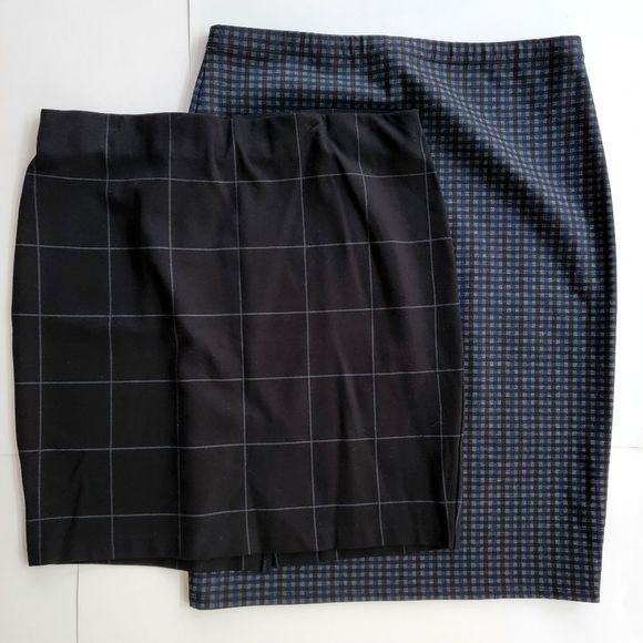 Kenar Dresses & Skirts - 2 Women's Pencil Skirt Max Studio & Kenar Stretch 14 XL Black White Check LOT